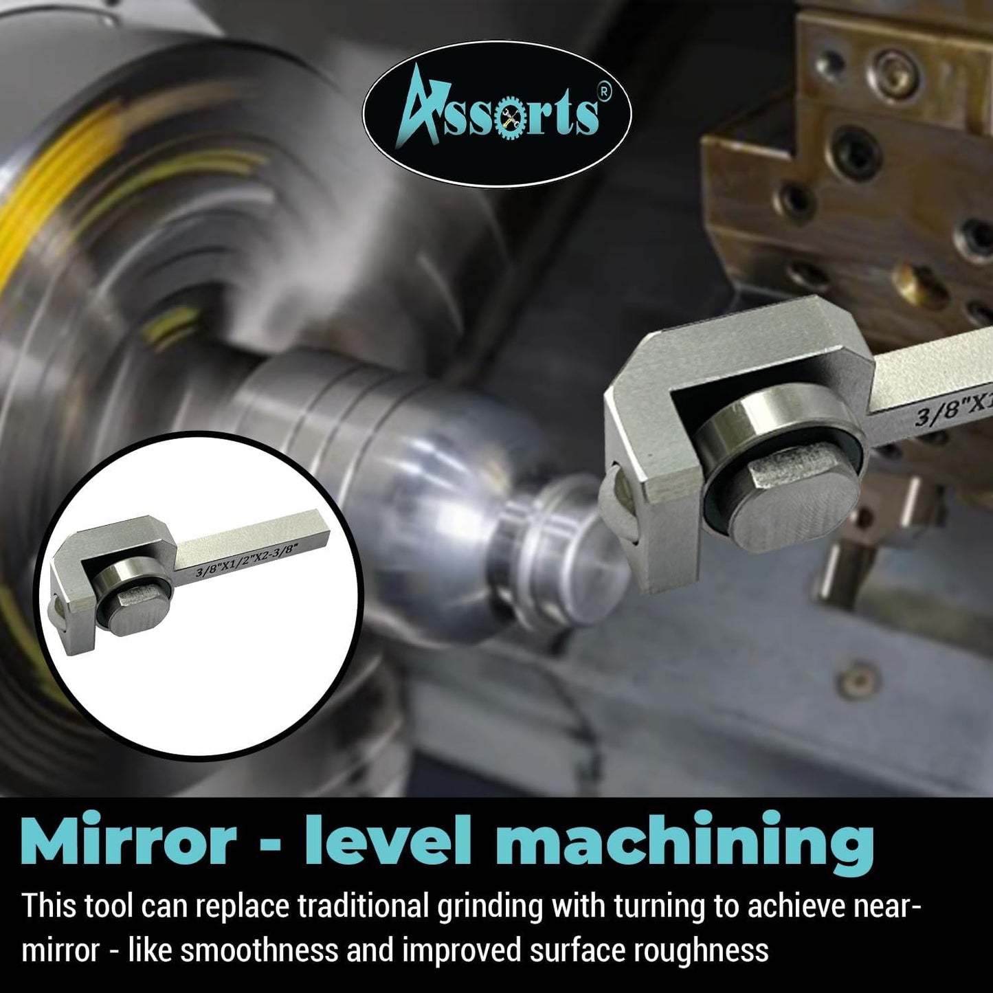 Assorts Burnishing Tool Lite Series Roller Burnishing Tool 3/8" x 1/2" x 2-3/8" Shank Light Duty Lathe Tool HRC 1868 Precision Surface Finishing Compact Design