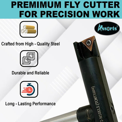 Assorts 6″ Balanced Fly Cutter Indexable Face Milling Cutter with MT2 Shank (M10 × 1.5 Drawbar), Single TCMT1604 Insert, Torx Screw & Star Key Included