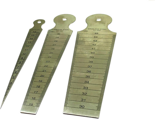 Stainless Steel Measuring Tools (Set of 3 x Bore Gauges, 1 x 6" Ruler cum Depth Gauge & 1 x 6" Ruler)