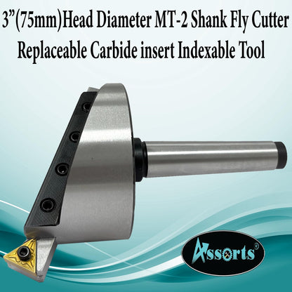 3" Inch II 75 mm Head Diameter Fly Cutter For Milling & Lathe Machine with Replaceable Carbide Insert Indexable Tool