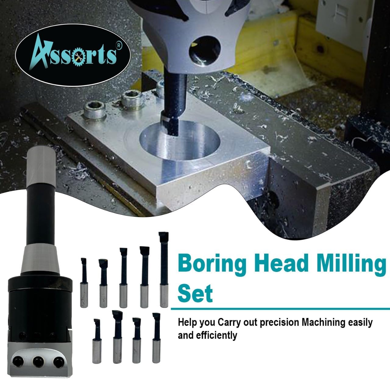 Assorts' Quality Boring Head 2" Inches for Milling & Lathe Machine (R8 Shank (7/16 UNF Drawbar))