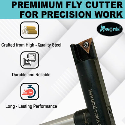 Assorts 7″ Balanced Fly Cutter Indexable Face Milling Cutter with MT2 Shank (M10 × 1.5 Drawbar Thread), Single TCMT1604 Insert, Torx Screw & Star Key Included