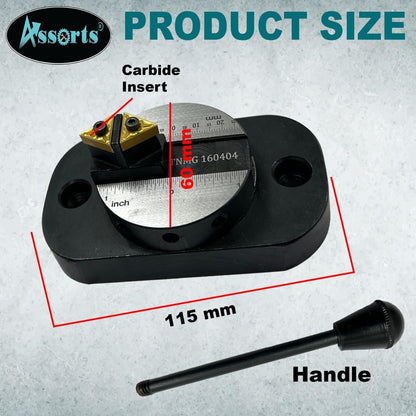 Assorts Lathe Ball Turning Attachment – Oval Base with Graduation Scale – Double Bit – Convex & Concave Metal Sphere Radius Turning Fits Myford & Similar Lathes – Supplied in Plastic Suitcase with 1 Cutting Bit Box