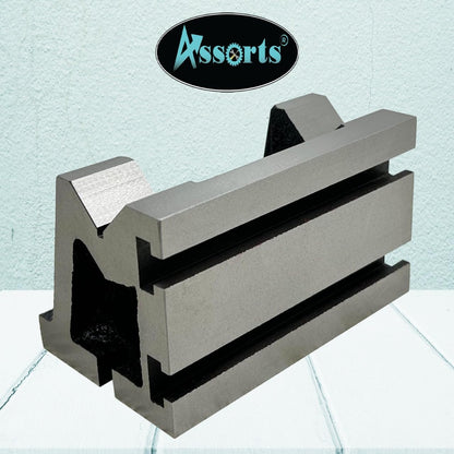 Assorts Precision Graded Caste Iron Vee Angle Plates-stress Relieved - Work-holding Clamping Milling Engineering Machine Tools-heavy Duty (3" X 3" X 5" (75 X 75 X 125 Mm) T-slotted)
