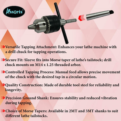 MT2 Easy Tapping Attachment With Drill Chuck For Lathe Machine-tapping, drilling, and Reaming Engineering Machine Tools