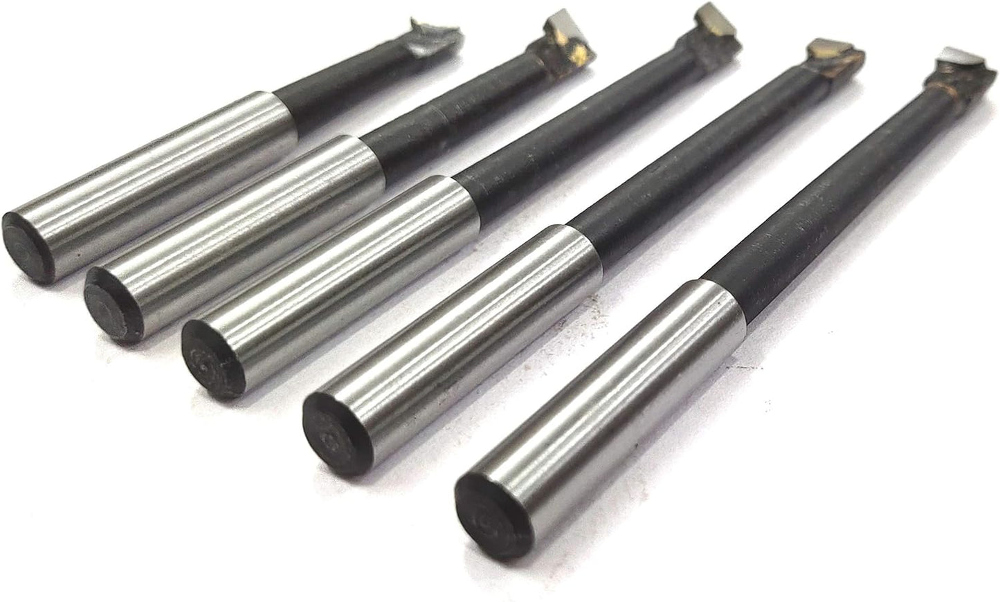 Set of 5 Pcs Carbide Brazed Boring Tools Shank Size 7.90 mm Round- Suitable for Cutting Through Boring Head & Tool Holders of 8 mm Bore Size