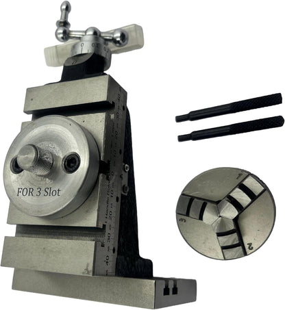 Assorts New High-Precision Mini Fixed Vertical Slide (90mm X 50mm) with Integrated Side Scale (3 Slots) and Base Plate, Featuring a 50mm 3-jaw Self-Centering Chuck with Back Plate