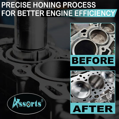 Assort Engine Cylinder Hone Kit 62–88mm Adjustable Handheld Honing Tool Set with 4 Extra Carriers & 16 Stones (3" x3/8" x3/8") – Precision Honing for Mid to Large Car Engines, Durable & Easy to Use
