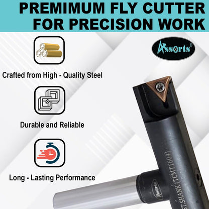 Assorts 5″ Balanced Fly Cutter Indexable Face Milling Cutter with 3/4″ Straight Shank, Single TCMT1604 Insert, Torx Screw & Star Key Included