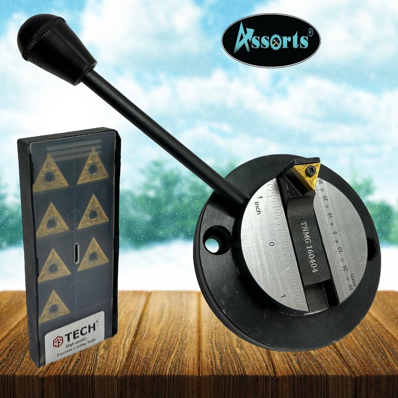Assorts Lathe Ball Turning Attachment – Round Base with Graduation Scale – Single Bit – Convex & Concave Metal Sphere Radius Turning Fits Myford & Similar Lathes – Supplied in Plastic Suitcase with 1 Cutting Bit Box