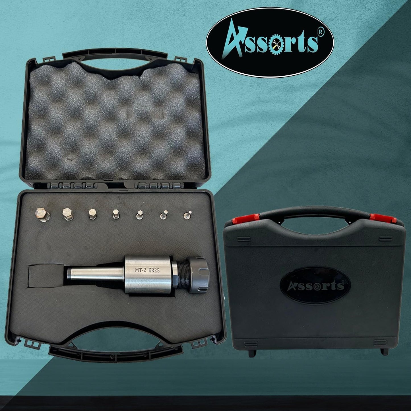 ASSORTS ER-25 MT2 Rotary Broach Holder with Metric HEX Broach Punch Set | 3–12mm HSS Hex Rotary Broaching Tools for Lathe, Mill & CNC Precision Machining | Durable ER25 MT2 Tooling Kit