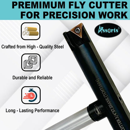 Assorts 7″ Balanced Fly Cutter Indexable Face Milling Cutter with 3/4″ Straight Shank, Single TCMT1604 Insert, Torx Screw & Star Key Included