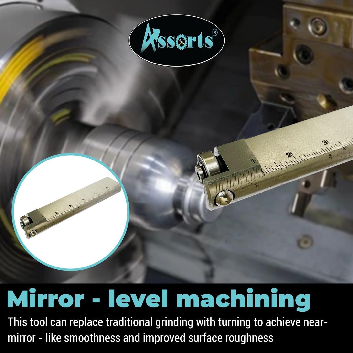 ASSORTS Dual Burnishing Tool  Internal & External Burnishing Tool for Lathe & CNC | Mirror Finish Tool | Industrial Grade | Shank 5/8 x 1-3/8 x 7 | Min Bore Ø40 mm