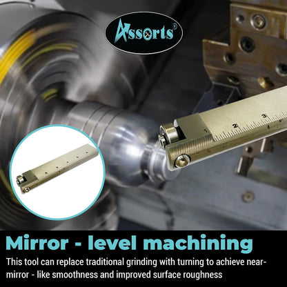 ASSORTS Dual Burnishing Tool  Internal & External Burnishing Tool for Lathe & CNC | Mirror Finish Tool | Industrial Grade | Shank 5/8 x 1-3/8 x 7 | Min Bore Ø40 mm