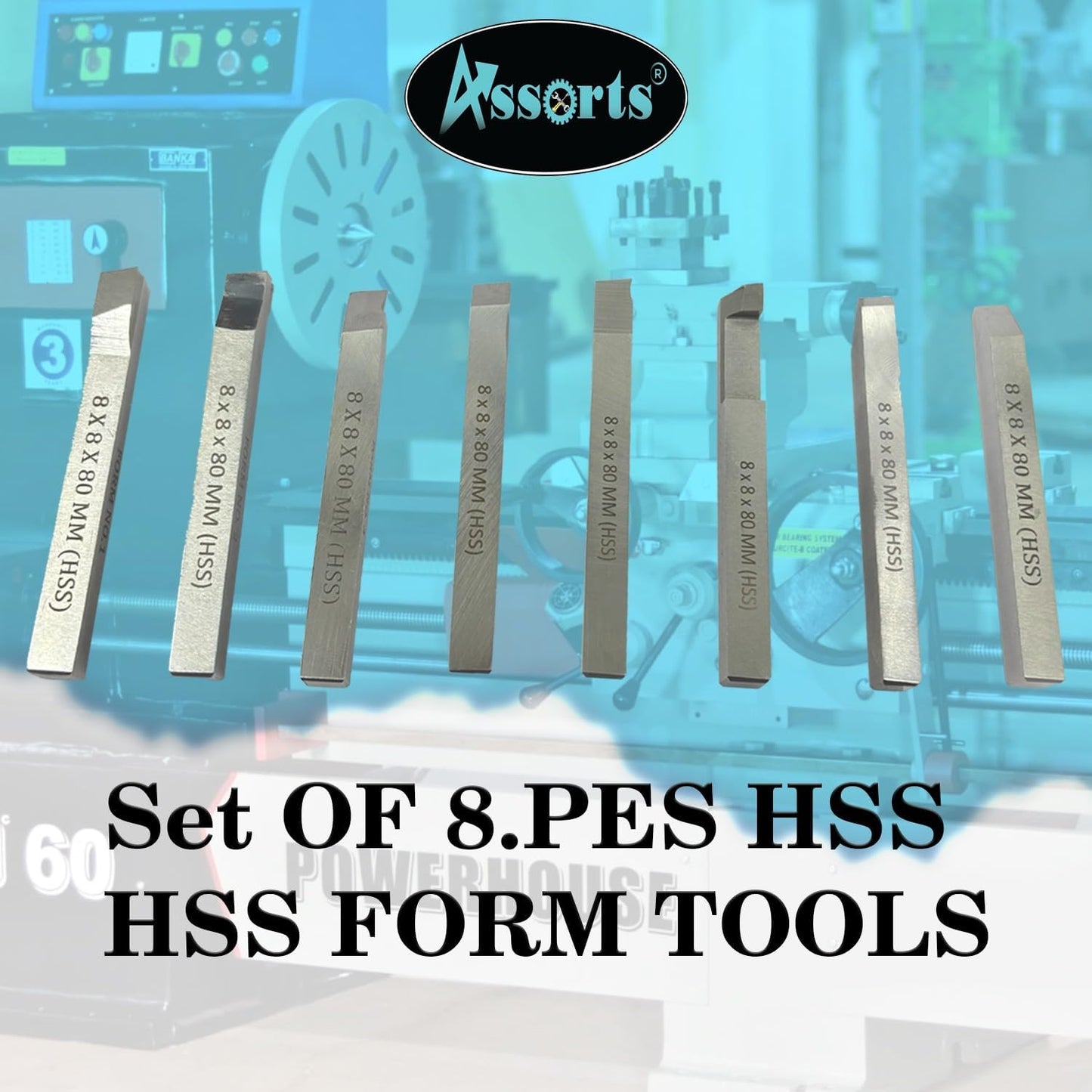 Quality Hss Lathe Form Tool Set-hard & Ground-turning, Cutting, Parting, Grooving, Threading, Turning, Engineering Hobbyists Machine Tools M2 Grade (Sq. Shank 8 X 8 X 80 MM)