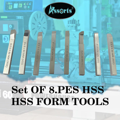 Quality Hss Lathe Form Tool Set-hard & Ground-turning, Cutting, Parting, Grooving, Threading, Turning, Engineering Hobbyists Machine Tools M2 Grade (Sq. Shank 8 X 8 X 80 MM)