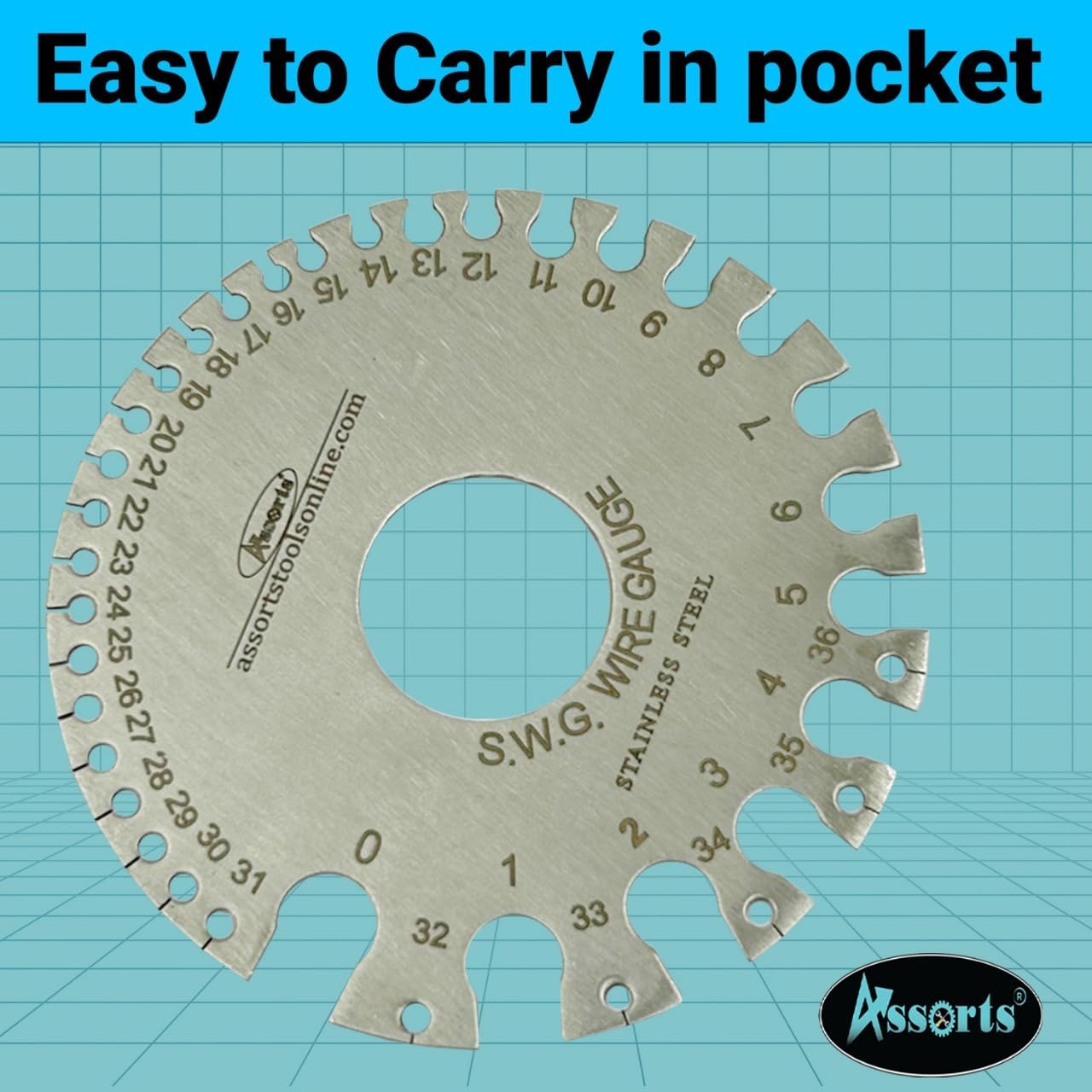 Stainless Steel Wire Gauge Measures Standard and Metric (Round)