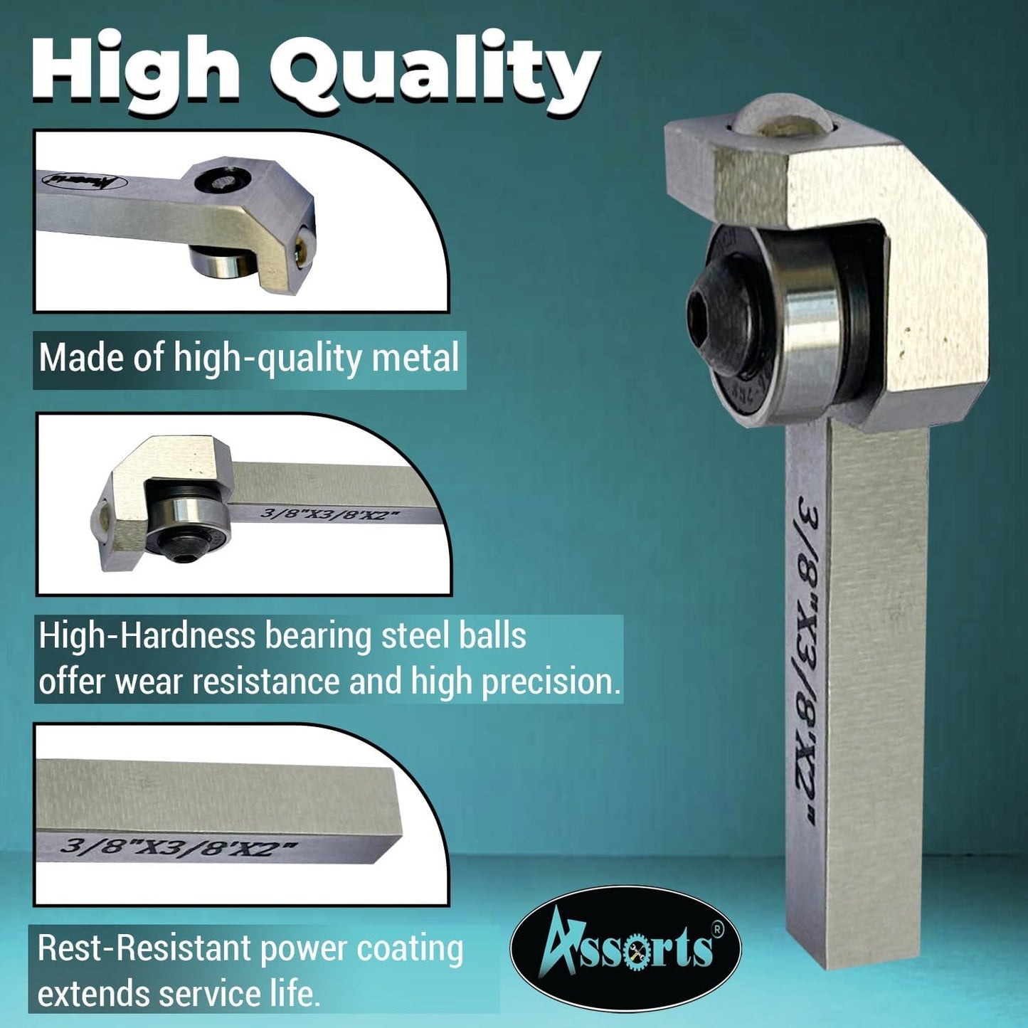 ASSORTS Entry Series Roller Burnishing Tool for Lathe 3/8" × 3/8" × 2" Light-Duty Surface Finishing Tool Compact Design Smooth Rolling Action For Small Workshops & Training Use