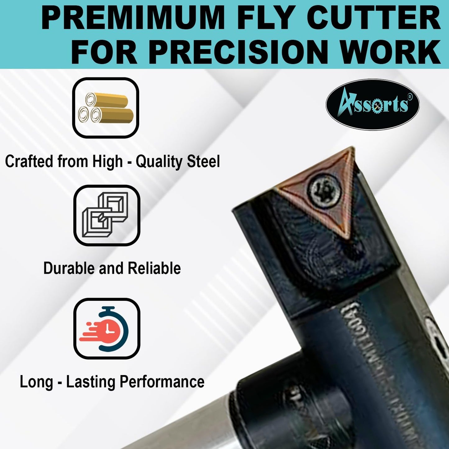 Assorts New Balanced Design 3″ Indexable Fly Cutter with MT-2 Shank (M-10/1.5 Drawbar Thread), Single Insert Face Milling Cutter, TCMT1604 Insert, Torx Screw & Star Key Included