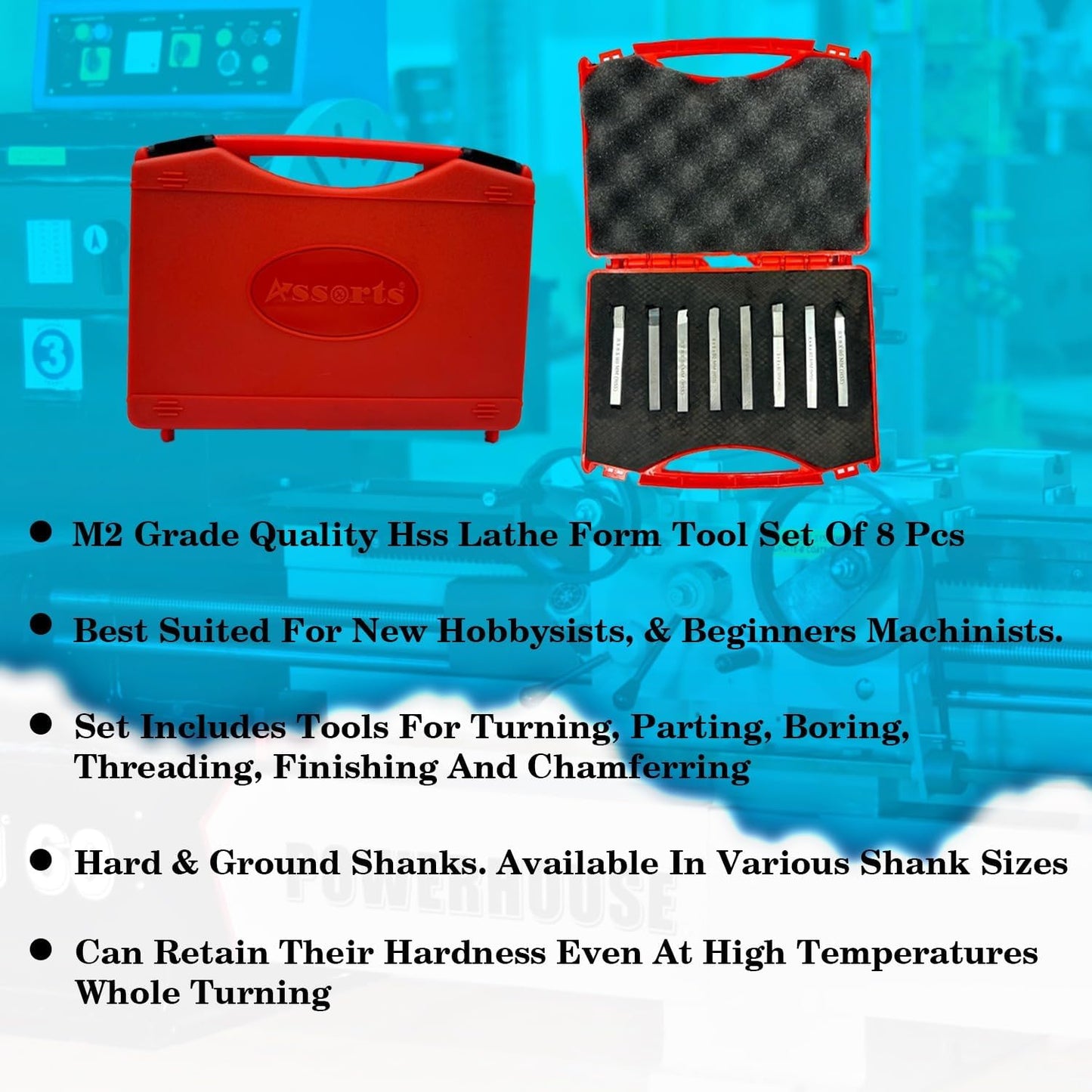 Quality Hss Lathe Form Tool Set-hard & Ground-turning, Cutting, Parting, Grooving, Threading, Turning, Engineering Hobbyists Machine Tools M2 Grade (Sq. Shank 8 X 8 X 80 MM)
