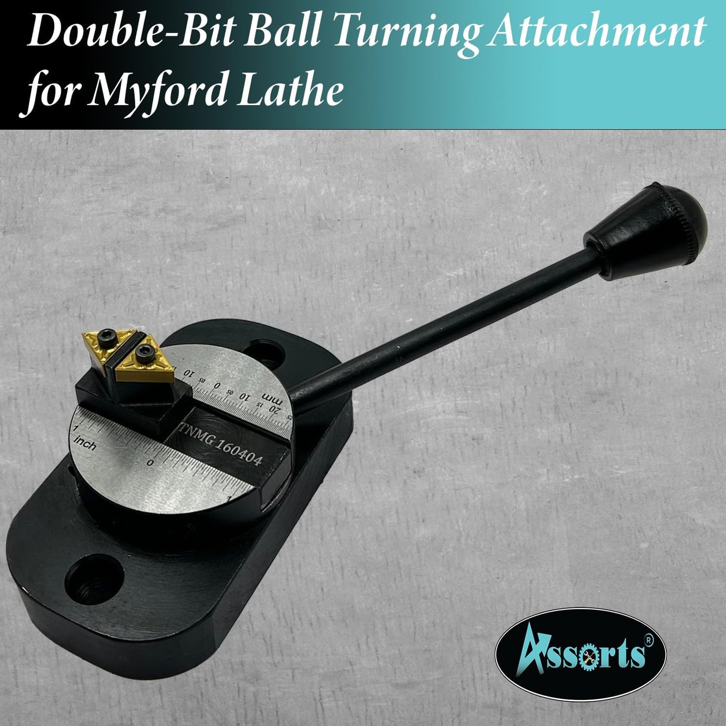ASSORTS Lathe Ball Turning Attachment – Oval Base with Size Scale – Double Bit – Convex & Concave Metal Sphere Radius Turning Fits Myford & Similar Lathes