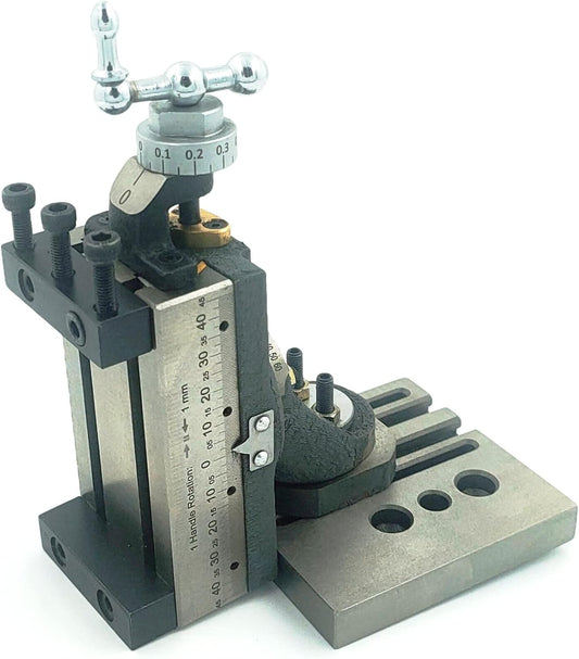 Assorts' Design Patent Mini Vertical Milling Slide with Base Plate- Direct Mounting on 7 x 14 Mini Lathe Machine (Swivel Type- With Clamps)