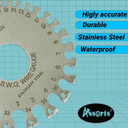 Stainless Steel Wire Gauge Measures Standard and Metric