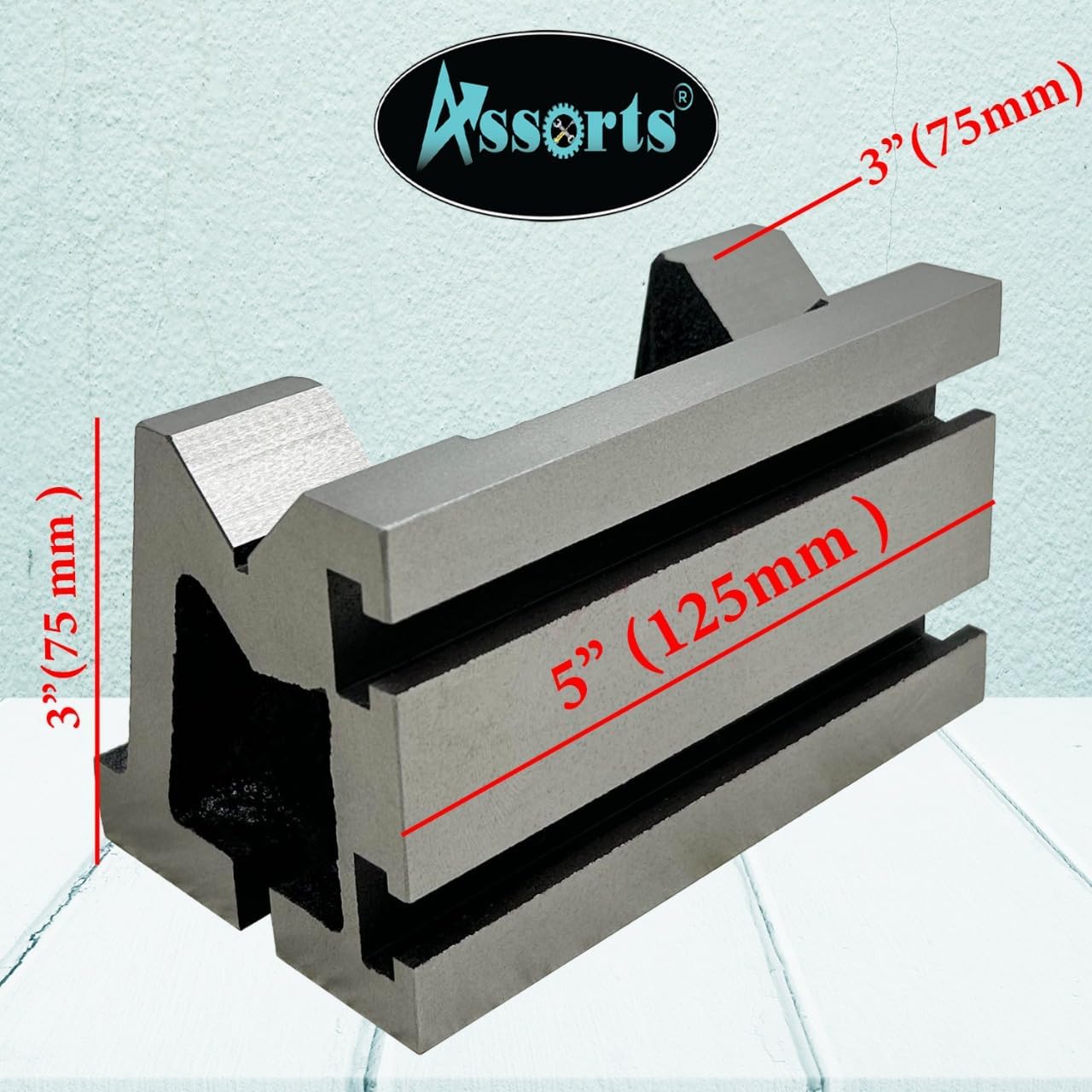 Assorts Precision Graded Caste Iron Vee Angle Plates-stress Relieved - Work-holding Clamping Milling Engineering Machine Tools-heavy Duty (3" X 3" X 5" (75 X 75 X 125 Mm) T-slotted)