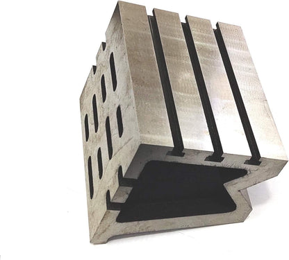 QUALITY PRECISION GRADED CASTE IRON VEE ANGLE PLATES-STRESS RELIEVED - WORK-HOLDING CLAMPING MILLING ENGINEERING MACHINE TOOLS-HEAVY DUTY (5" x 5" x 7" (125 x 125 x 175 mm): T-Slotted)
