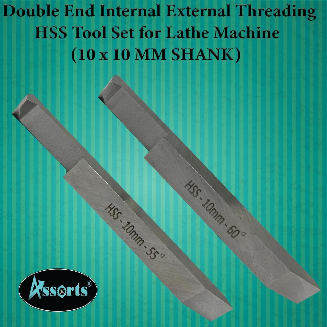 Double End Internal External Threading HSS Tool Set for Lathe Machine (10 X 10 MM SHANK)