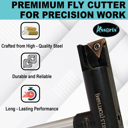 Assorts 5″ Balanced Fly Cutter Indexable Face Milling Cutter with MT-2 Shank (M10 × 1.5 Drawbar), Single TCMT1604 Insert, Torx Screw & Star Key Included