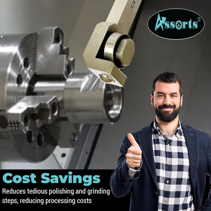 ASSORTS Entry Series Burnishing Tool with Premium Indexable Lathe Tool Holder, Light-Duty Surface Finishing Tool, 3/4?×1/2?×3? CNC & Conventional Lathe Compatible, Replaceable Carbide Insert