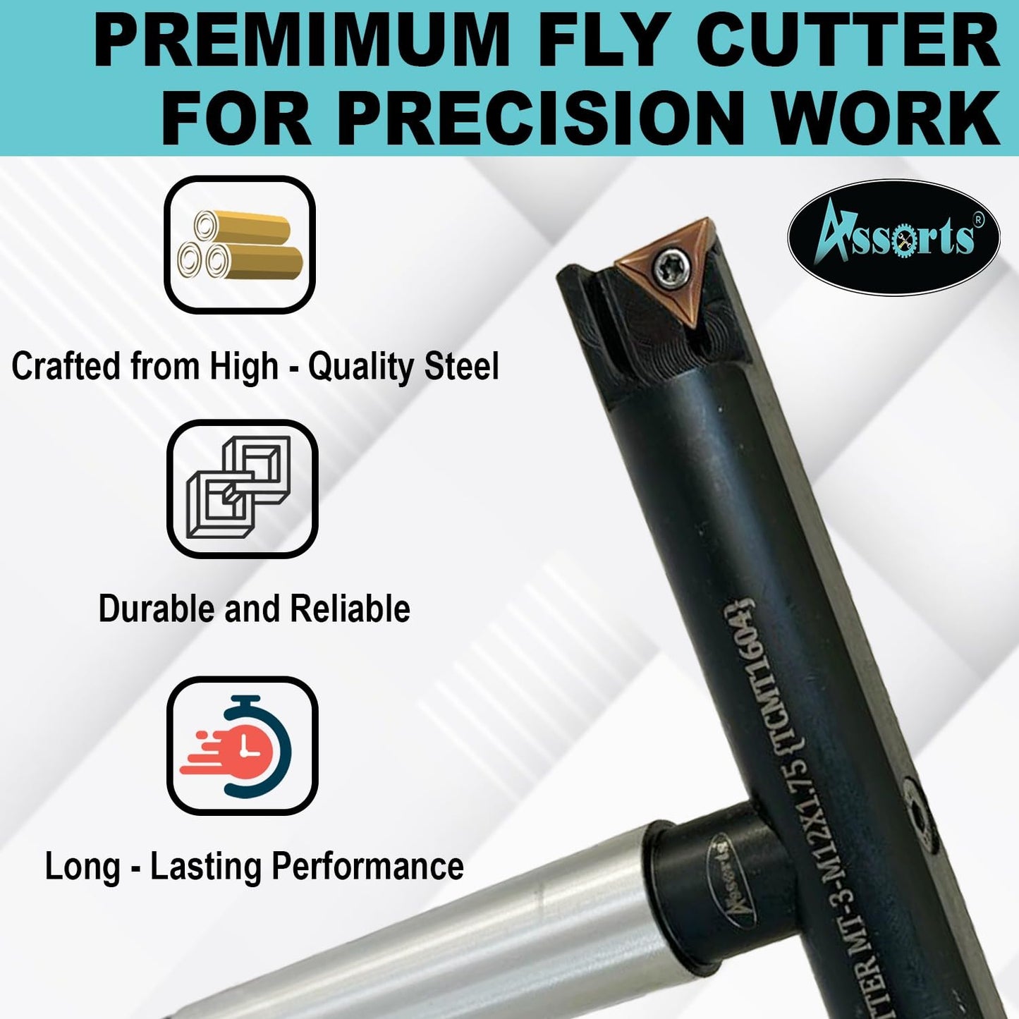 Assorts 7″ Balanced Fly Cutter Indexable Face Milling Cutter with MT3 Shank (M12 × 1.75 Drawbar Thread), Single TCMT1604 Insert, Torx Screw & Star Key Included