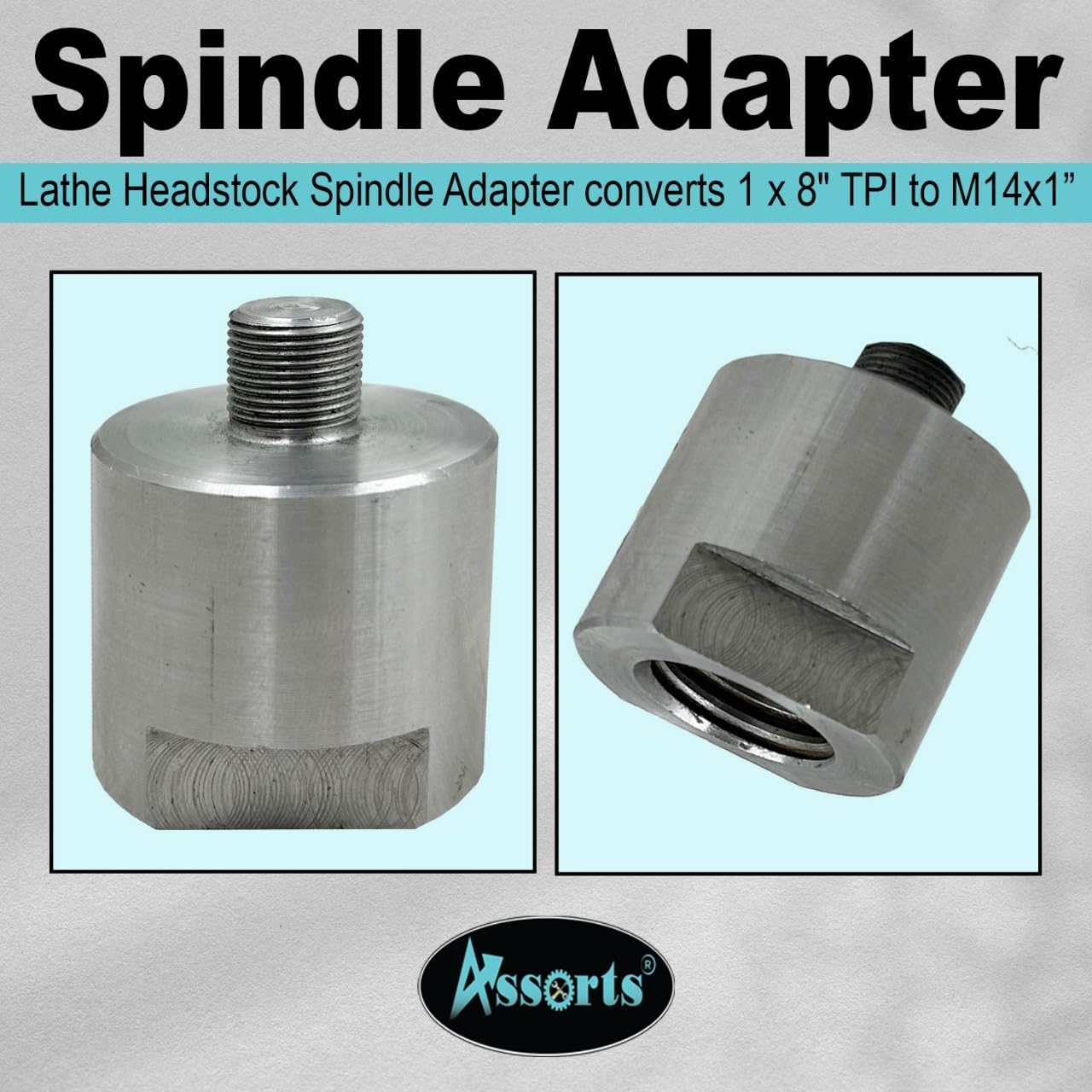 Lathe Spindle Adapter Connects 1" X 8 Tpi Machine Spindle To M14 X 1 Threaded Chucks (Adaptor With 65 Mm 4 Jaw Self Centering Chuck)