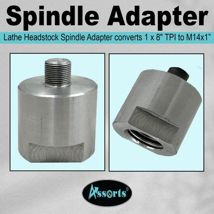 Lathe Spindle Adapter Connects 1" X 8 Tpi Machine Spindle To M14 X 1 Threaded Chucks (Adaptor With 65 Mm 4 Jaw Self Centering Chuck)