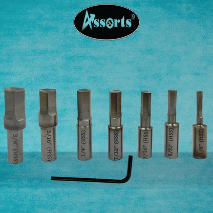 ASSORTS MT2 Live Revolving Center with HEX Rotary Broach Punches – Precision Lathe Accessory for Internal Hexagon Broaching