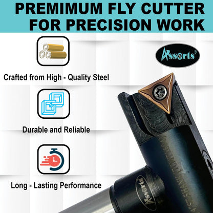 ASSORTS New Balanced Design 3″ Indexable Fly Cutter with 3/4″ Straight Shank, Single Insert Face Milling Cutter, TCMT1604 Insert, Torx Screw & Star Key Included