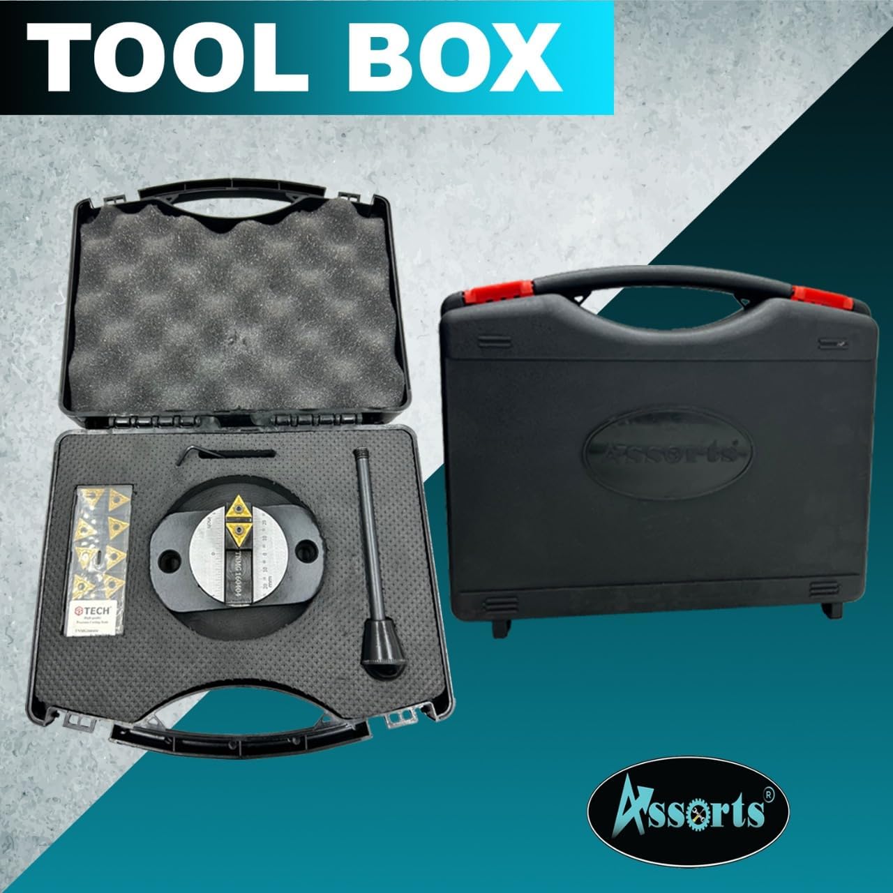 Assorts Lathe Ball Turning Attachment – Oval Base with Graduation Scale – Double Bit – Convex & Concave Metal Sphere Radius Turning Fits Myford & Similar Lathes – Supplied in Plastic Suitcase with 1 Cutting Bit Box