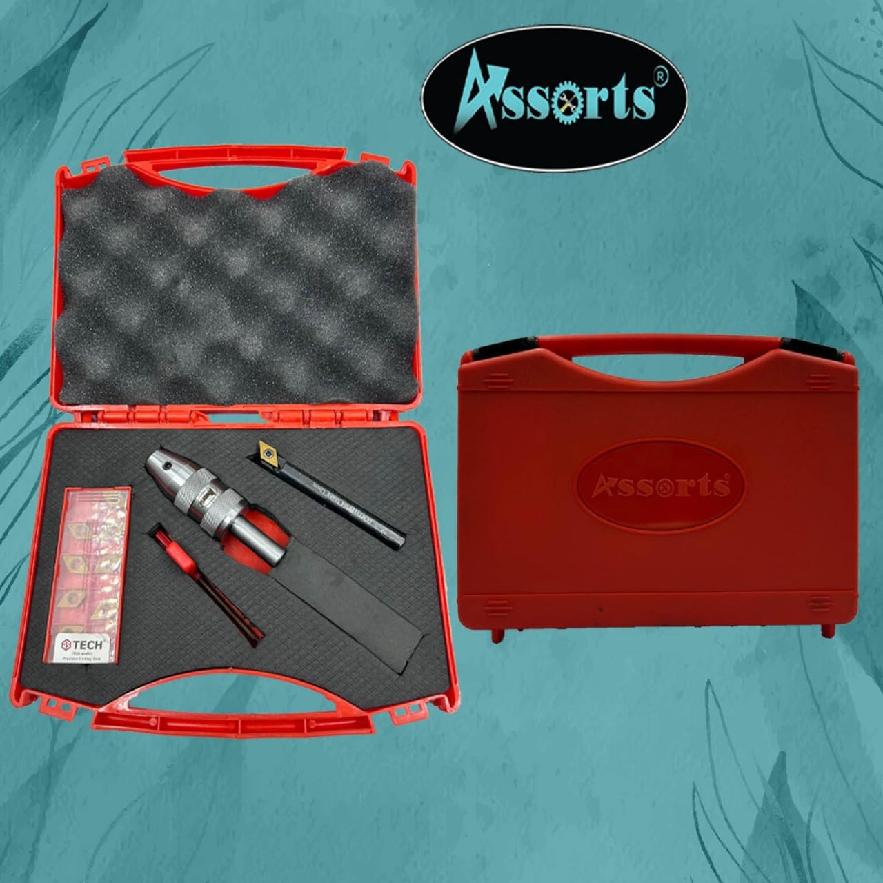 Assorts New Developed Fly Cutter with 1/2" (12.7 mm) Straight Shank & Indexable Boring Bar – Includes 10 PCS DCMT 11T304 Inserts,Plastic Case | Perfect for Facing & Boring