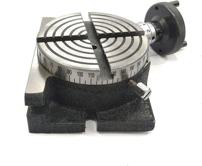 Quality Precision Horizontal Vertical Milling Indexing 4"/ 100 Rotary Table With Suitable Tailstock & Small Chuck & Fixing T Nut Bolts (With 50 MM 4 Jaw Self Centering Chuck)