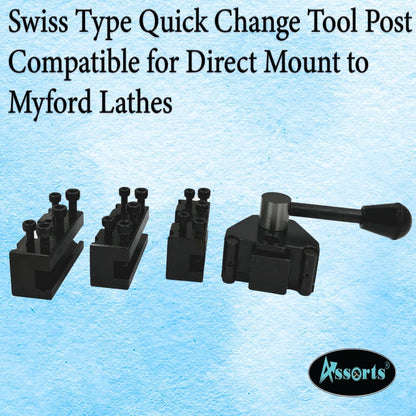 Swiss Type Quick Change Tool Post Compatible for Direct Mount to Myford Lathes