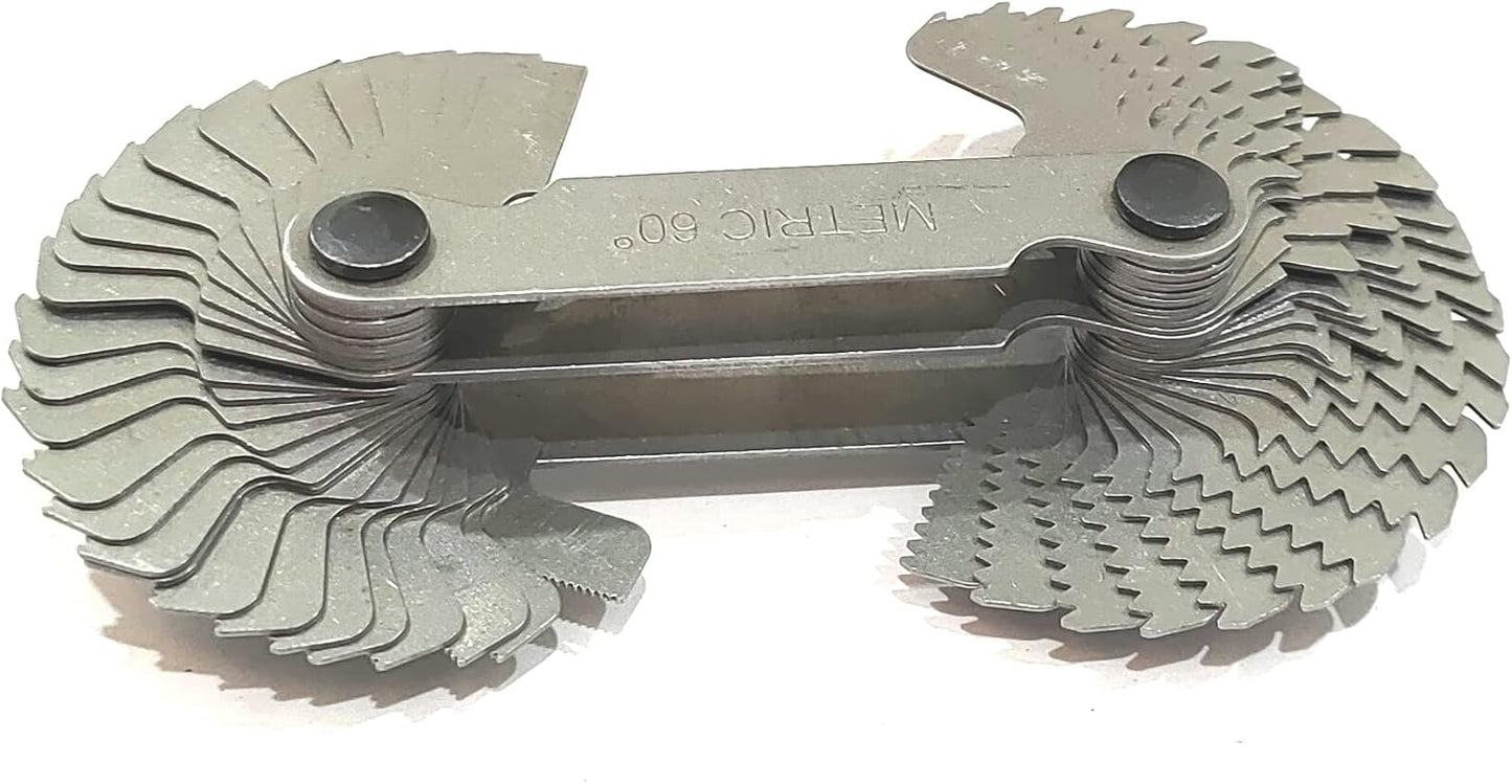 Assorts Metric, Imperial and US Screw Gauge Set, SAE Whitworth 55 Degree, Metric 60 Degree, & US 60 Degree Thread Pitch Gauge for Industrial Measurement