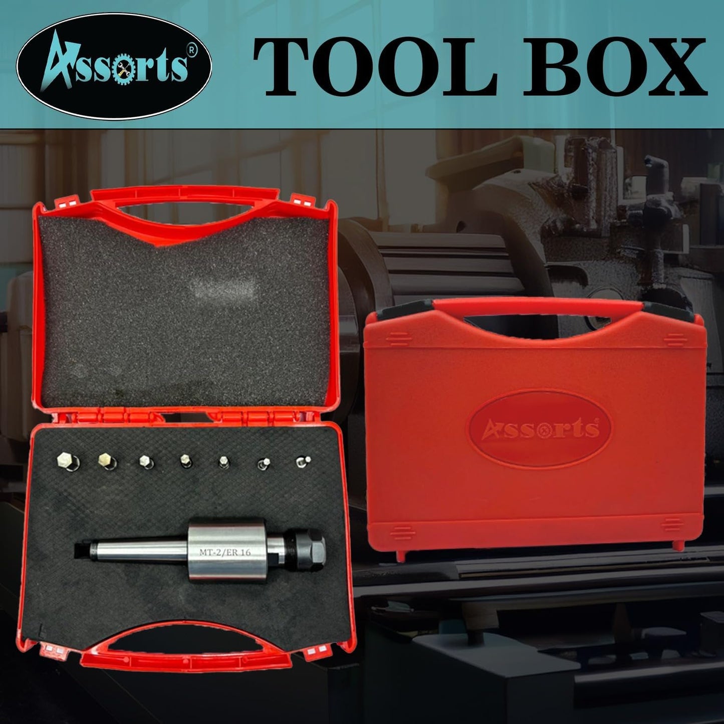 Assorts MT-2 Shank Rotary Broach With ER 16 Adaptor 7 HEX Punch