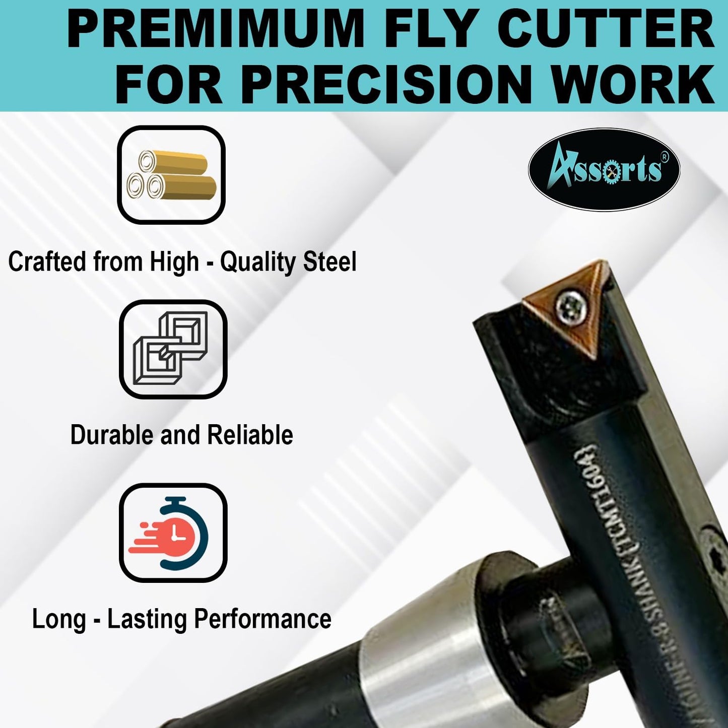 ASSORTS 4″ Indexable Fly Cutter with R8 Shank (7/16-20 UNF Drawbar Thread), Balanced Face Milling Tool with TCMT1604 Insert for Smooth Surface Finish & Precision Machining