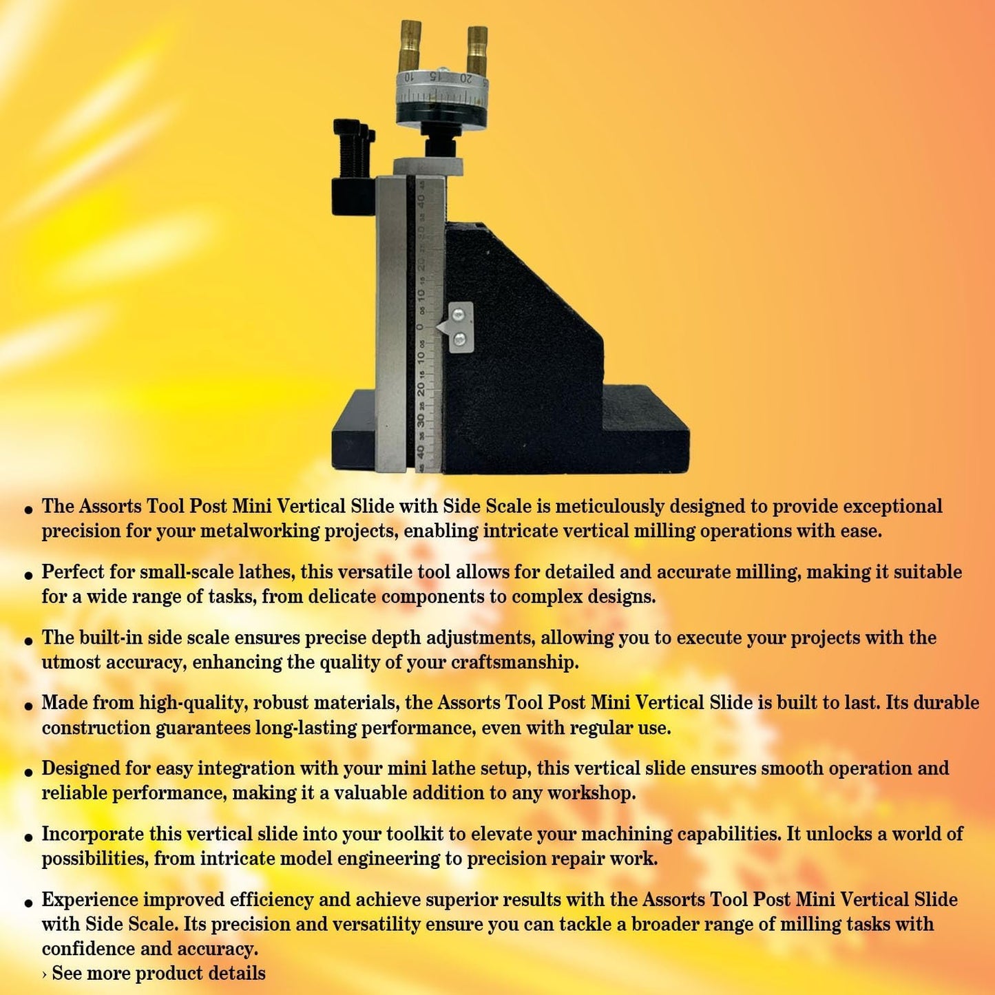 Assorts Tool Post Mini Vertical Slide with Side Scale for Mini Lathe - Precision and Versatility for Advanced Metalworking Projects