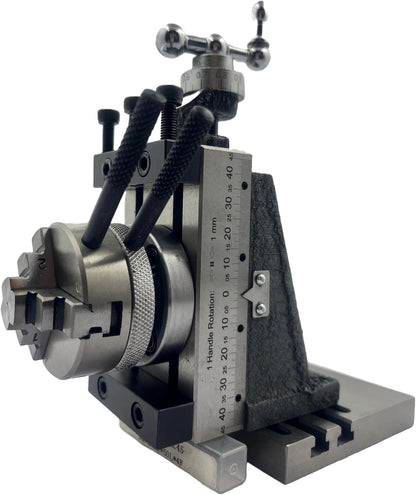 Assorts New Mini Fixed Vertical Slide with 2-Slot Side Scale and Sturdy Base Plate, Featuring a 50mm 3-Jaw Self Centering Chuck with Enhanced Stability Back Plate for Mini lathe metalworking