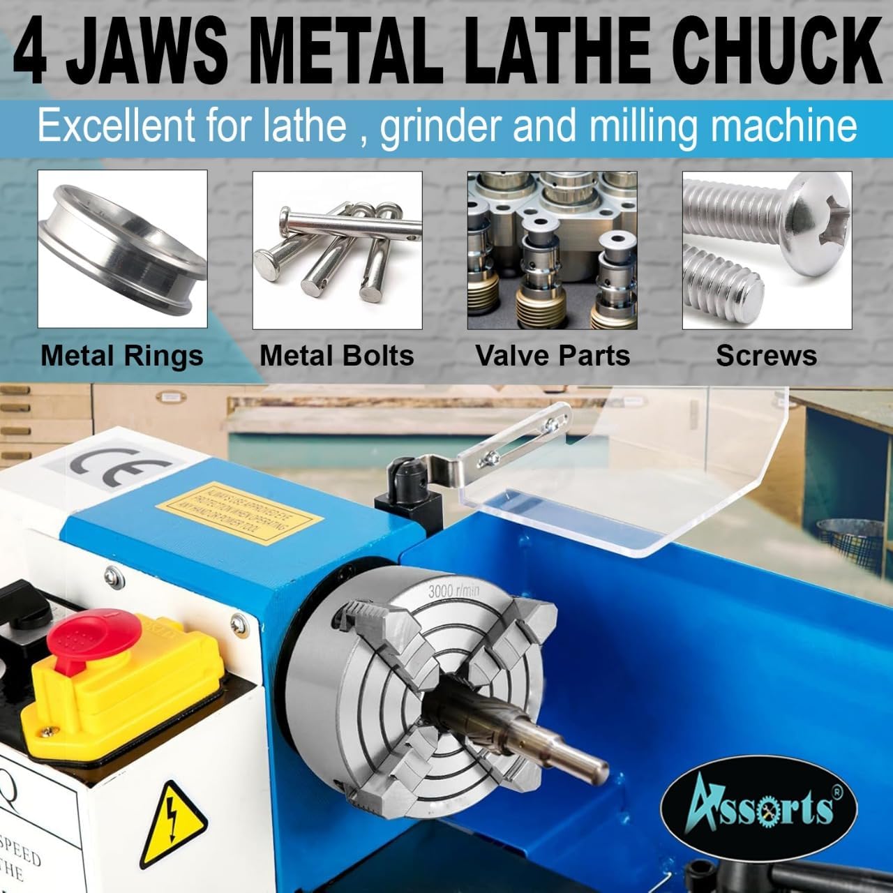 Assorts 80 mm 4 Jaws Independent Dog chuck with Back Plate & T nuts for Rotary Table