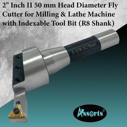2" Inch II 50 mm Head Diameter Fly Cutter for milling & Lathe Machine with Replaceable Carbide Insert bit HSS Tool