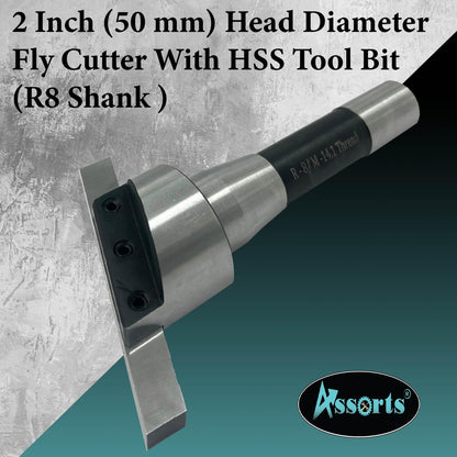 2" Inch (50 mm) Head Diameter Fly Cutter for Milling & Lathe Machine with HSS Tool Bit, R8 Shank (7/16" Drawbar)