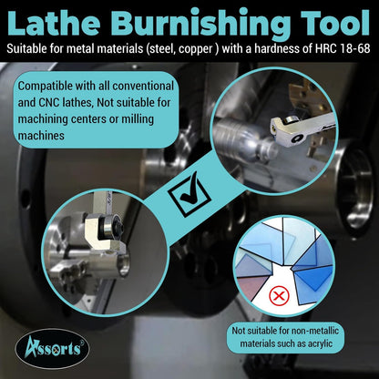 ASSORTS Entry Series Roller Burnishing Tool for Lathe 3/8" × 3/8" × 2" Light-Duty Surface Finishing Tool Compact Design Smooth Rolling Action For Small Workshops & Training Use